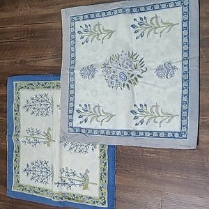 Floral Patterned 17" Pillow Cover Set - Blue and Gray Botanical Floral